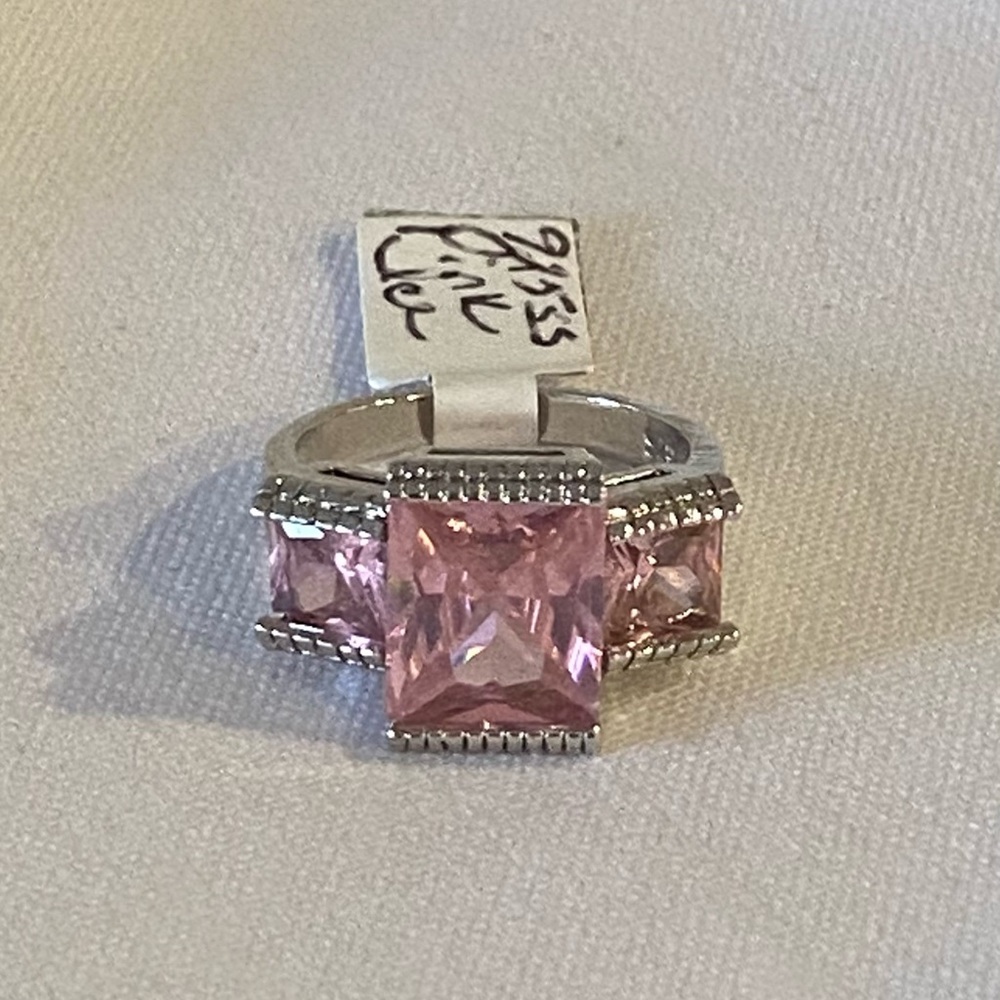 925 Pink Ice Gemstone Silver Ring sz 7